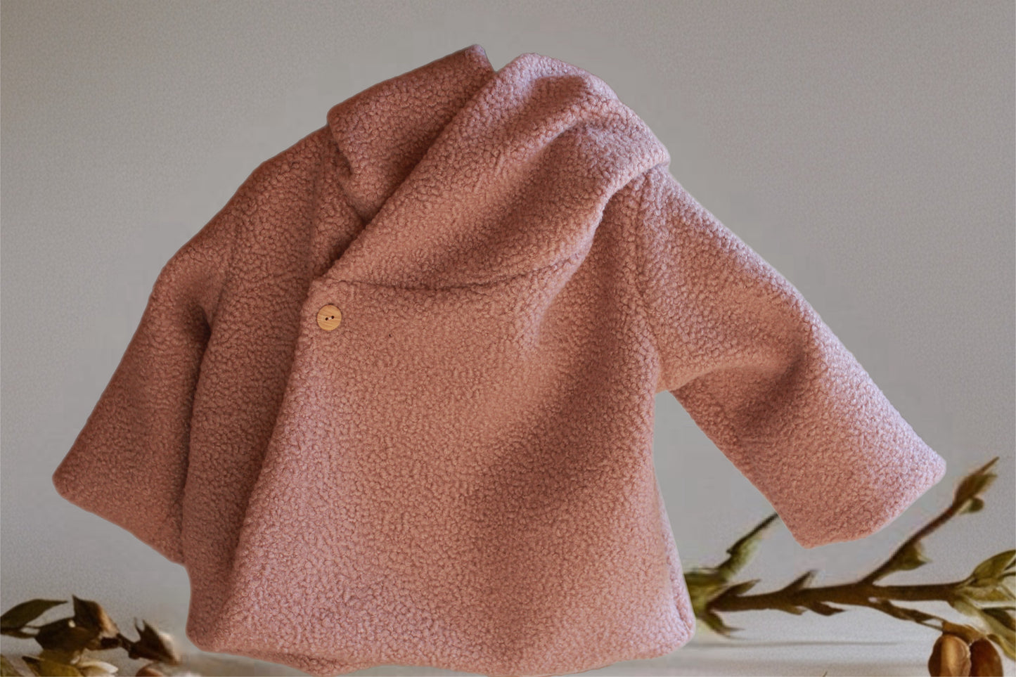 Próximamente chaqueta infantil de lana natural rosa nude- Colección Orígenes