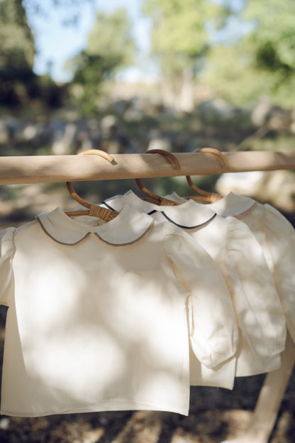 Blusa Infantil de Cuello bebé 3 colores en Algodón Orgánico- Colección Orígenes