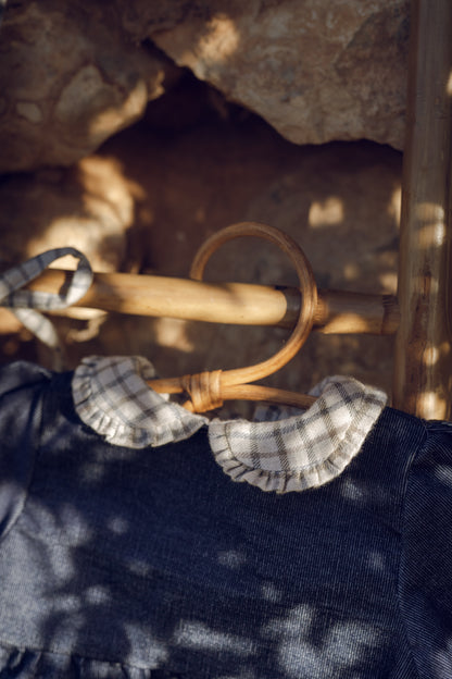 Pelele pana azul marino cuello cuadros- Colección Orígenes