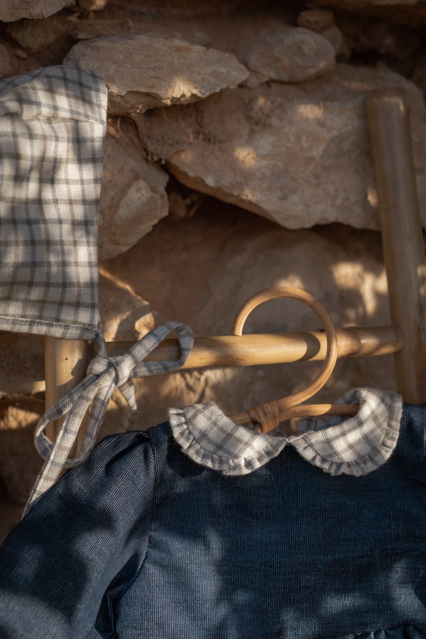 Pelele pana azul marino cuello cuadros- Colección Orígenes