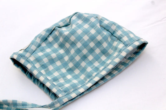 Capota infantil de algodón vichy azul- Colección Orígenes