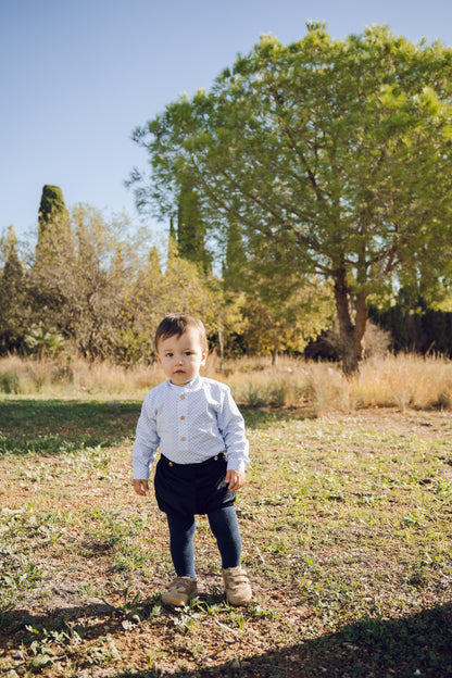 Camisa Infantil de Cuello Mao en Algodón Orgánico- Colección Orígenes