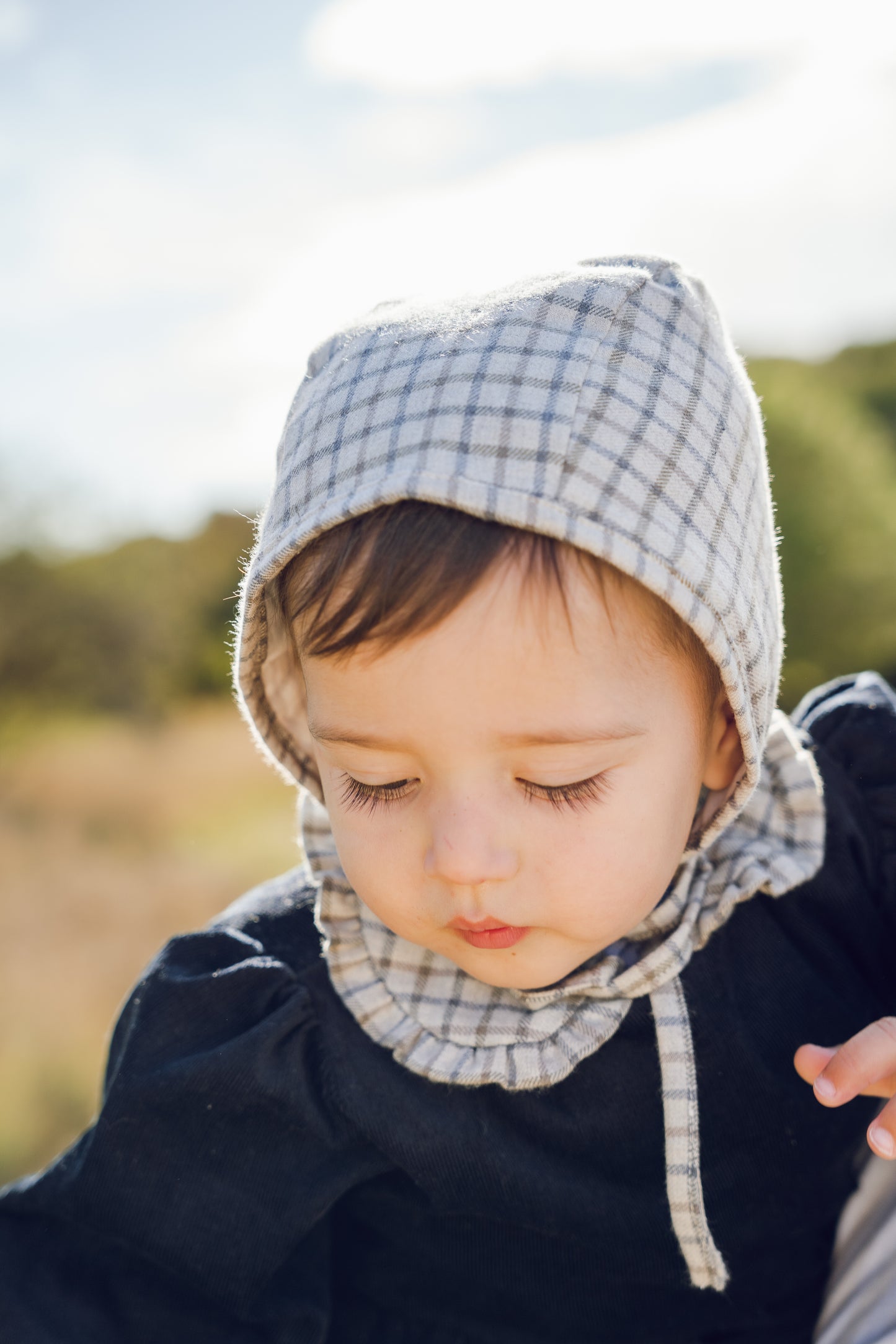 Capota infantil de algodón a cuadros- Colección Orígenes