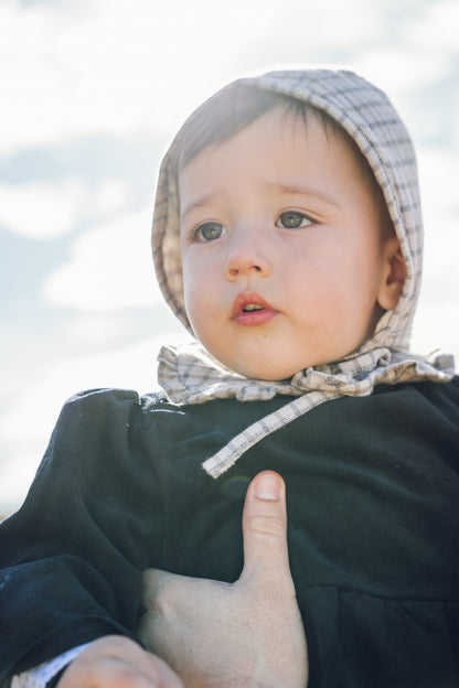 Capota infantil de algodón a cuadros- Colección Orígenes
