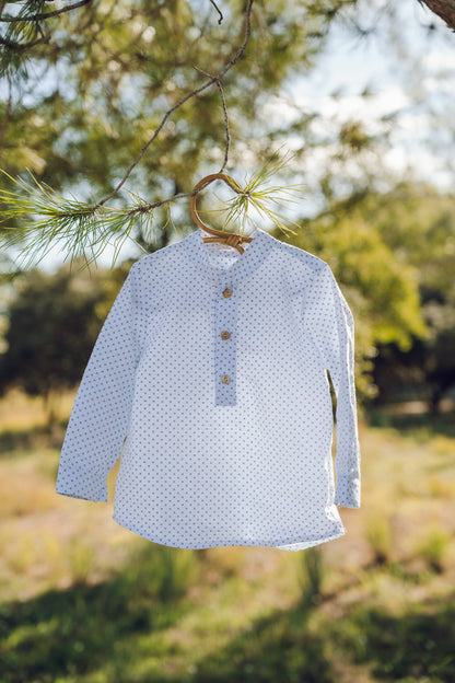 Camisa Infantil de Cuello Mao en Algodón Orgánico- Colección Orígenes