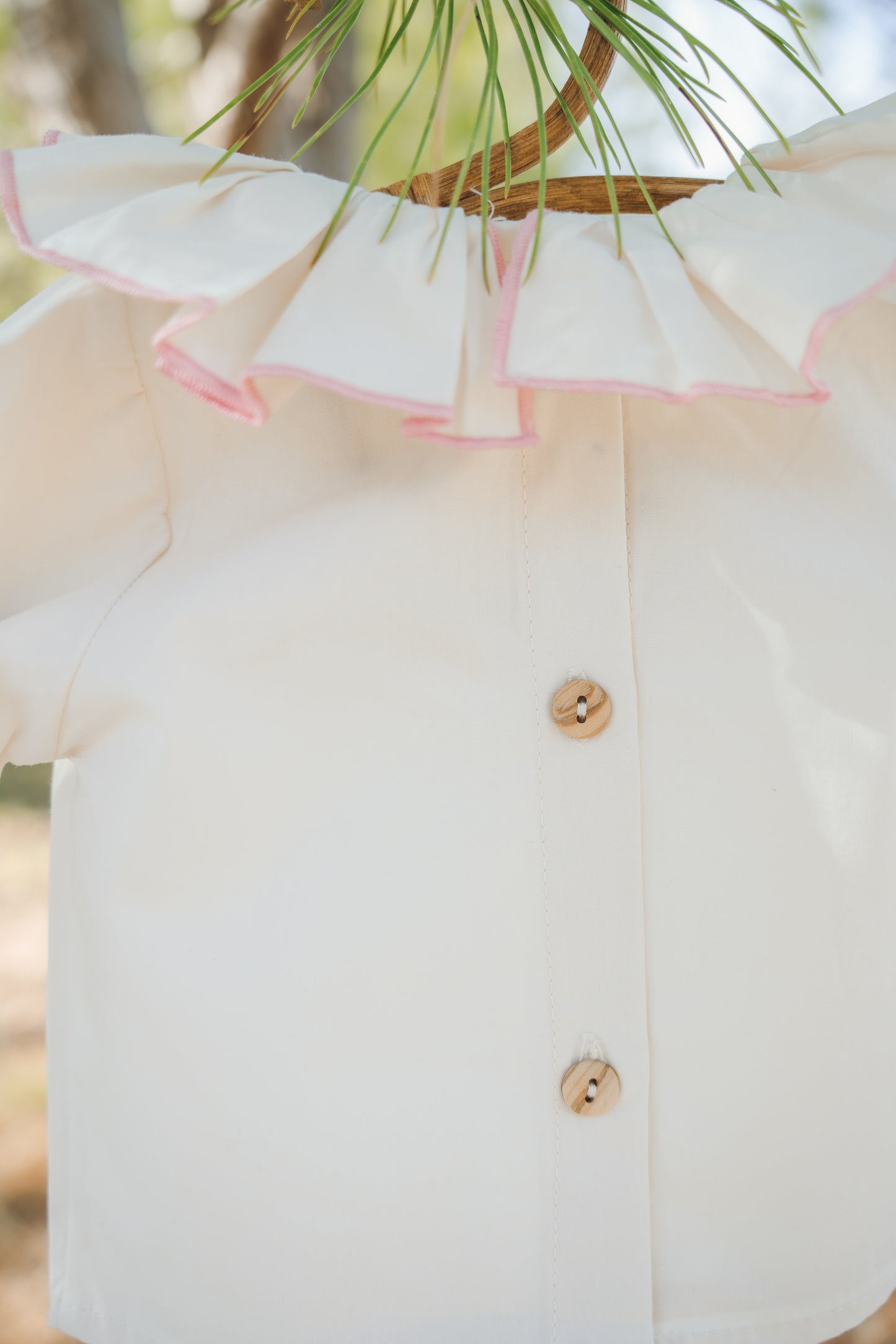 Blusa cuello volante rosa- Double Kids