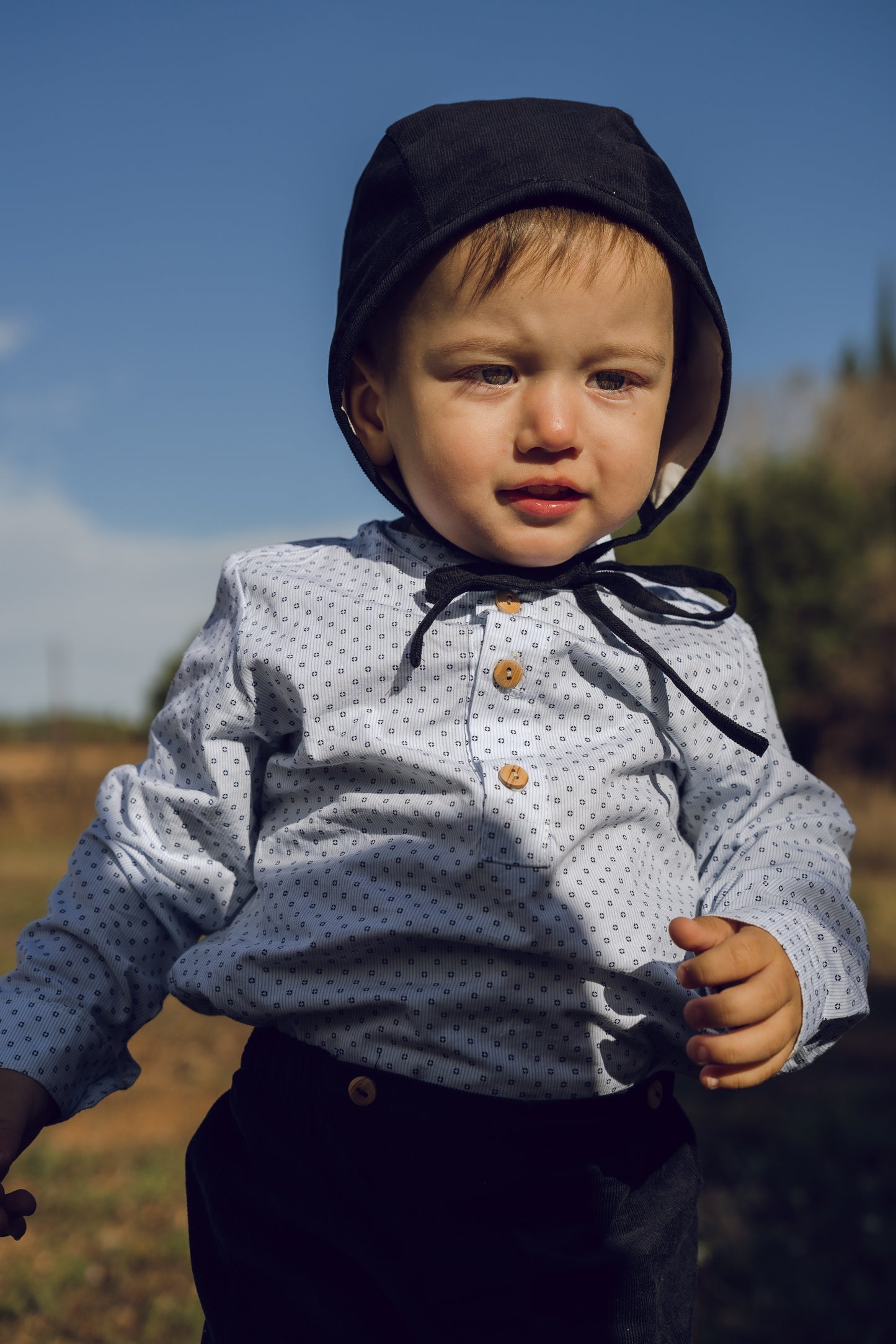 Camisa Infantil de Cuello Mao en Algodón Orgánico- Colección Orígenes